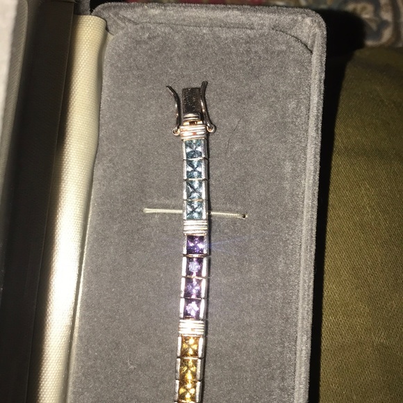 Vintage sterling silver genuine gemstone bracelet - Picture 2 of 4